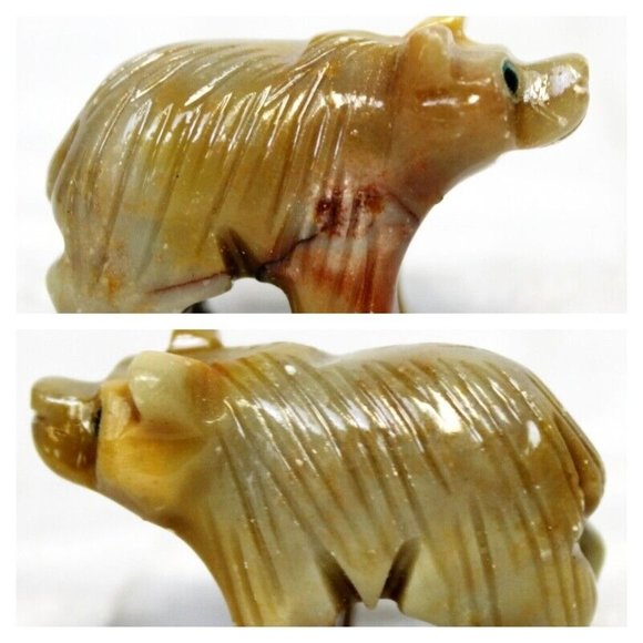 Small Wild Animal Figurines Ceramic Panda Baboon Stone Bear Shell Dog Carved - Picture 8 of 12